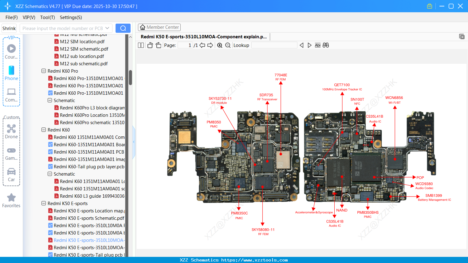 Xiaomi Redmi K50 E-sports-3510L10MOA-Component Explain